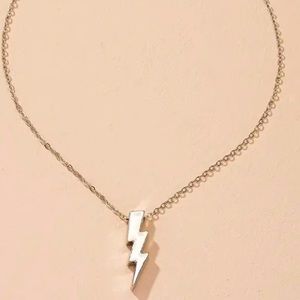 Silver Lightning Bolt Chain Necklace Stainless Steel Women’s Men’s Jewelry NEW
